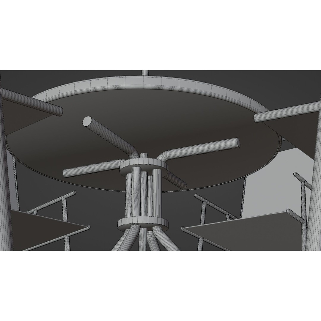 Umbrella Table Patio Chair 3D Model – Low Poly Outdoor Furniture, FBX