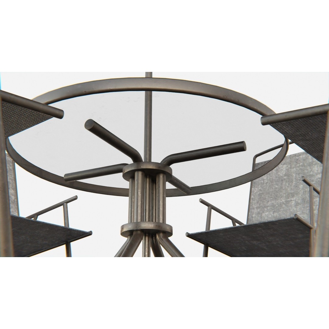 Umbrella Table Patio Chair 3D Model – Low Poly Outdoor Furniture, FBX - View 11