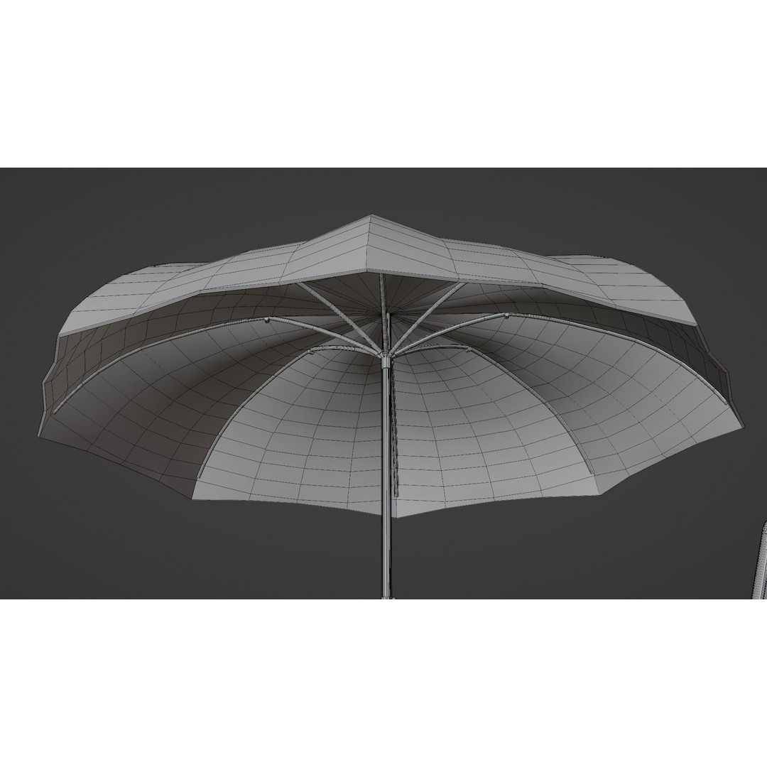 Umbrella Table Patio Chair 3D Model – Low Poly Outdoor Furniture, FBX - View 17