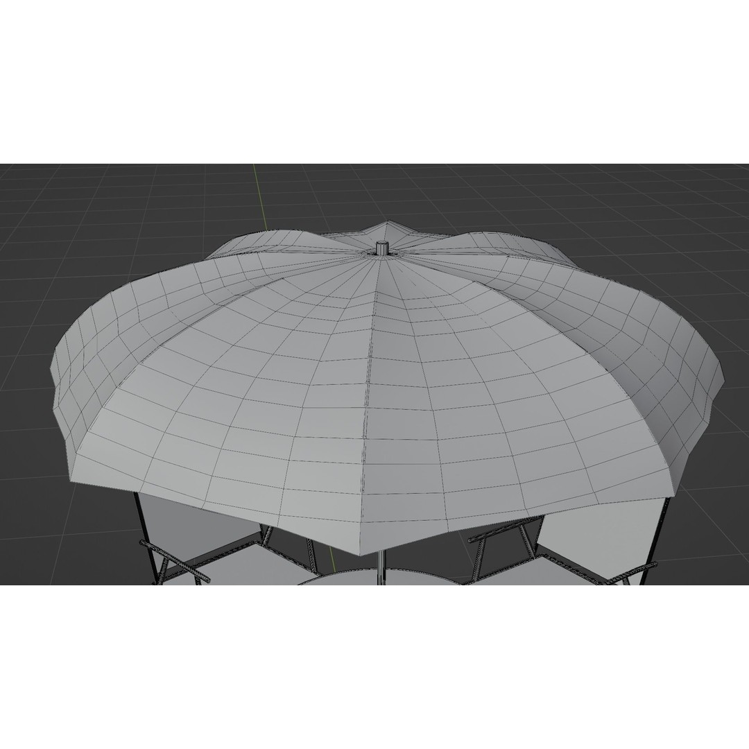 Umbrella Table Patio Chair 3D Model – Low Poly Outdoor Furniture, FBX - View 18