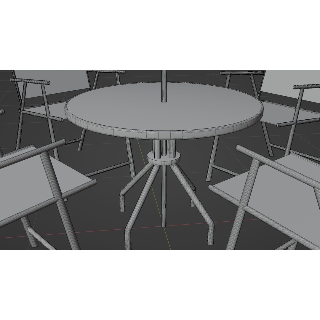 Umbrella Table Patio Chair 3D Model – Low Poly Outdoor Furniture, FBX - View 19