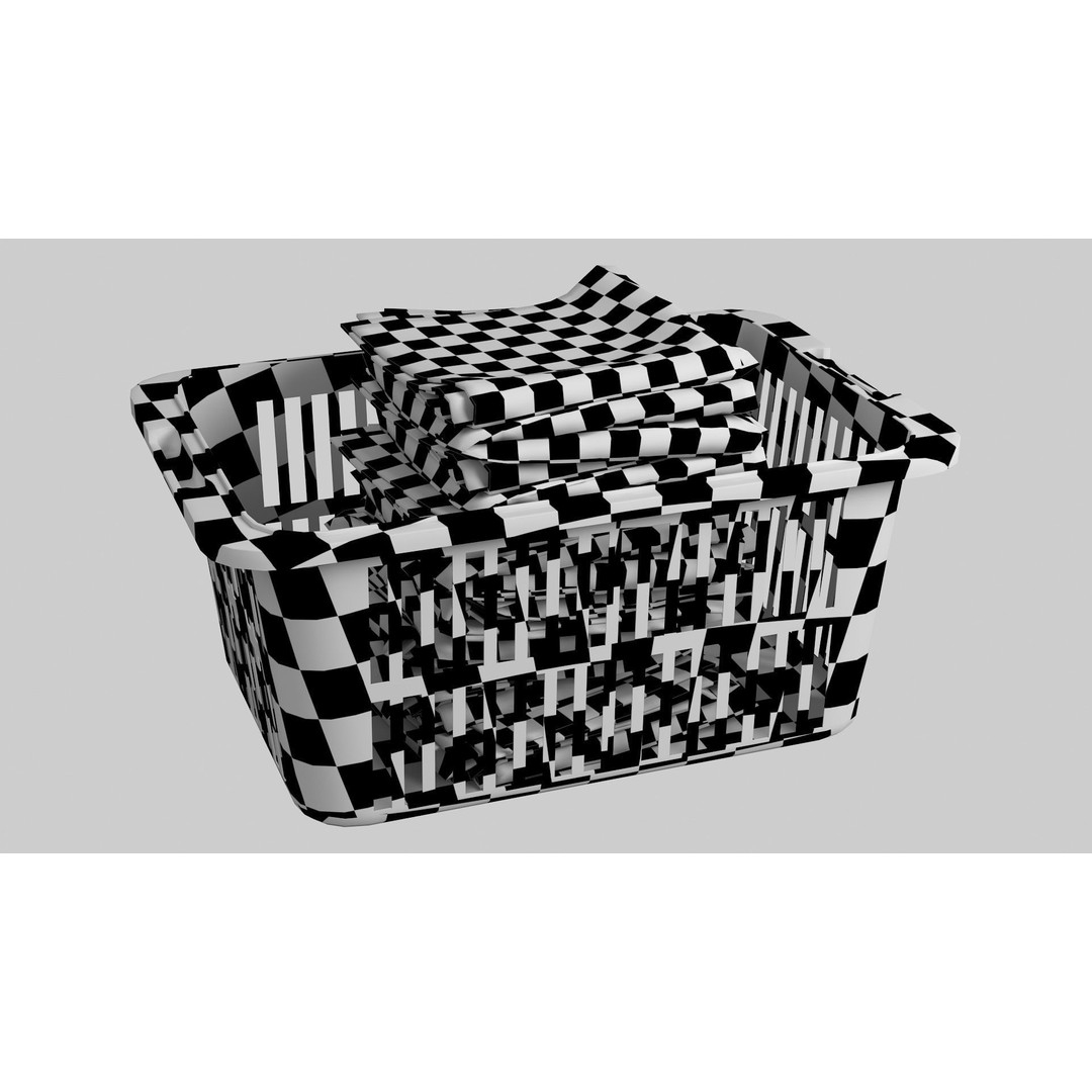 Basket Towels 3D Model – Low Poly Realistic Interior Asset, FBX