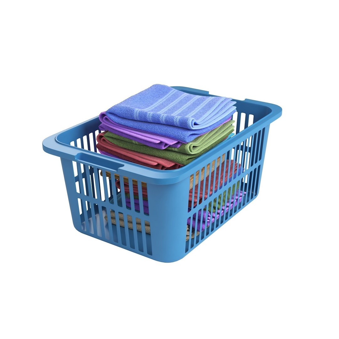 Basket Towels 3D Model – Low Poly Realistic Interior Asset, FBX - View 10