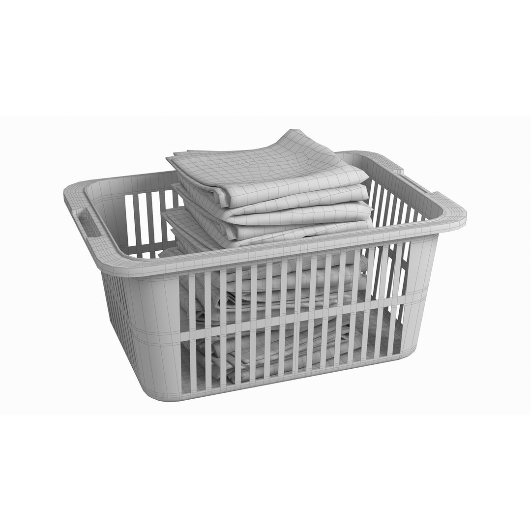 Basket Towels 3D Model – Low Poly Realistic Interior Asset, FBX - View 17