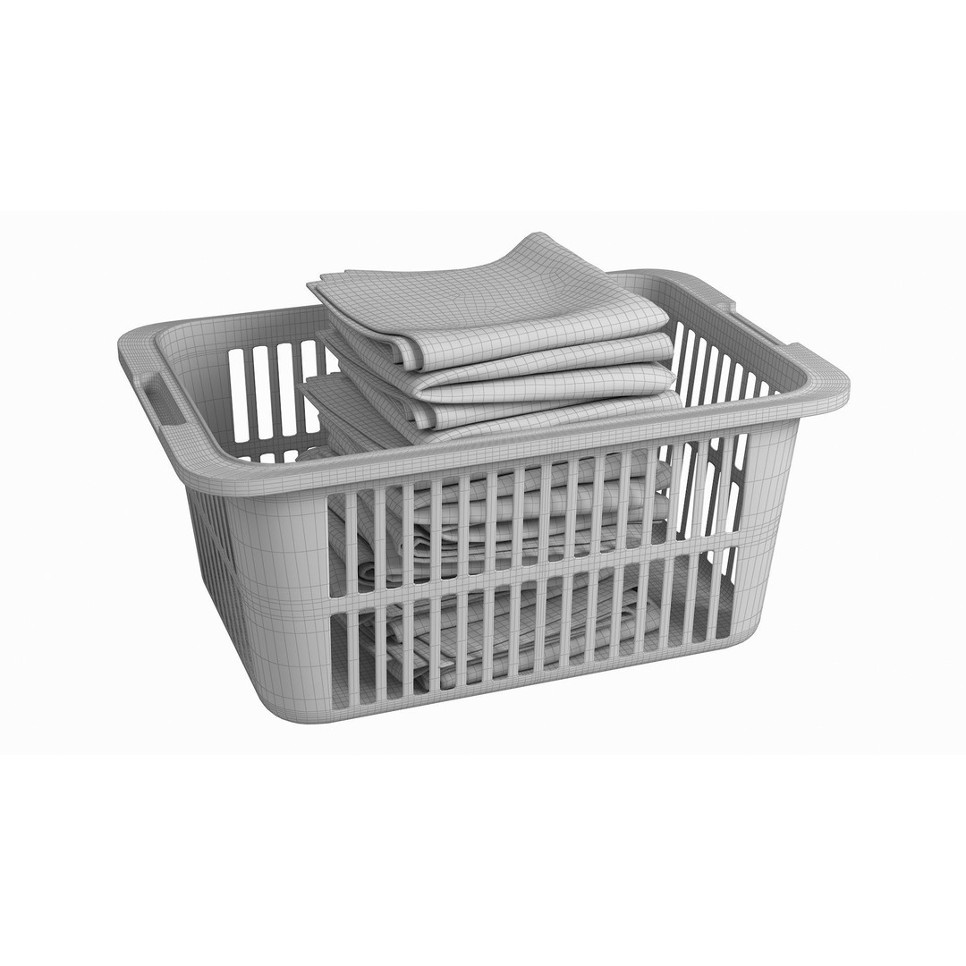 Basket Towels 3D Model – Low Poly Realistic Interior Asset, FBX - View 18