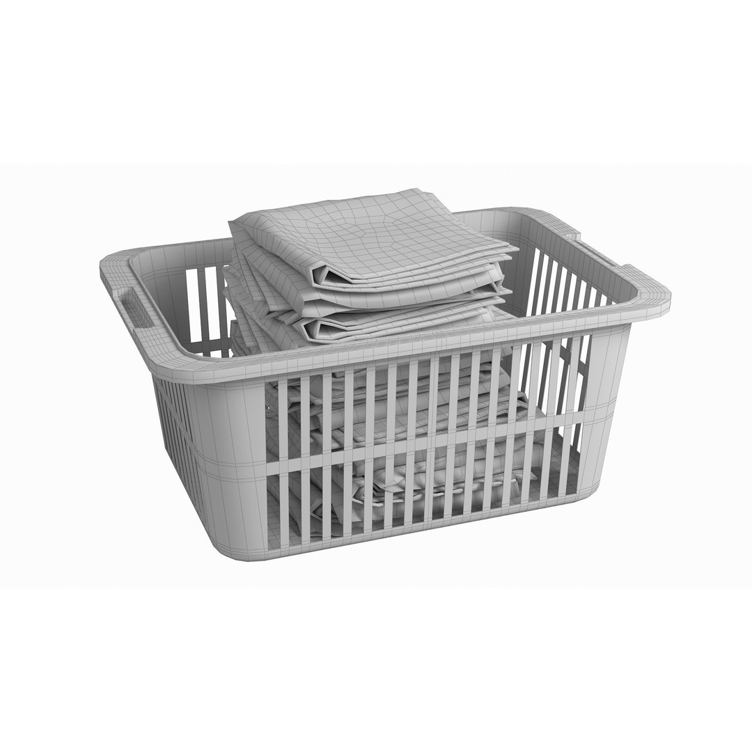 Basket Towels 3D Model – Low Poly Realistic Interior Asset, FBX - View 19
