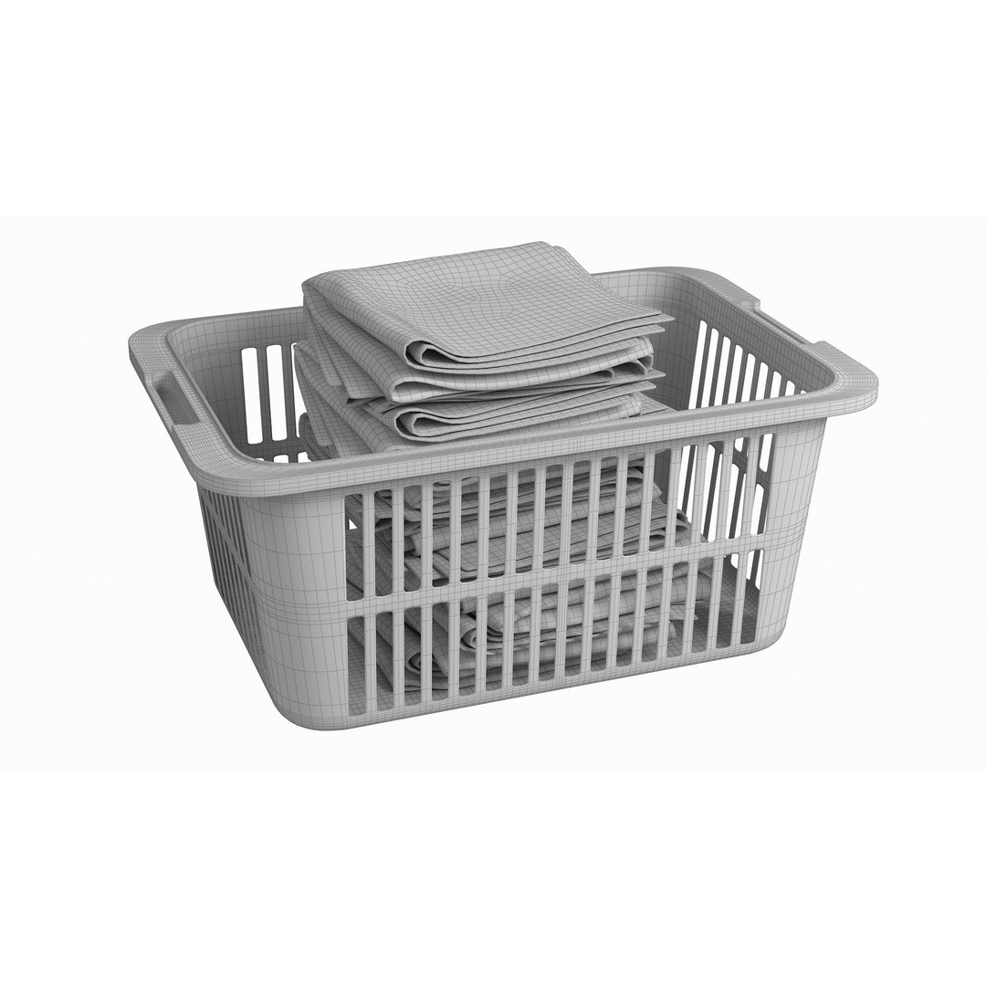 Basket Towels 3D Model – Low Poly Realistic Interior Asset, FBX - View 20