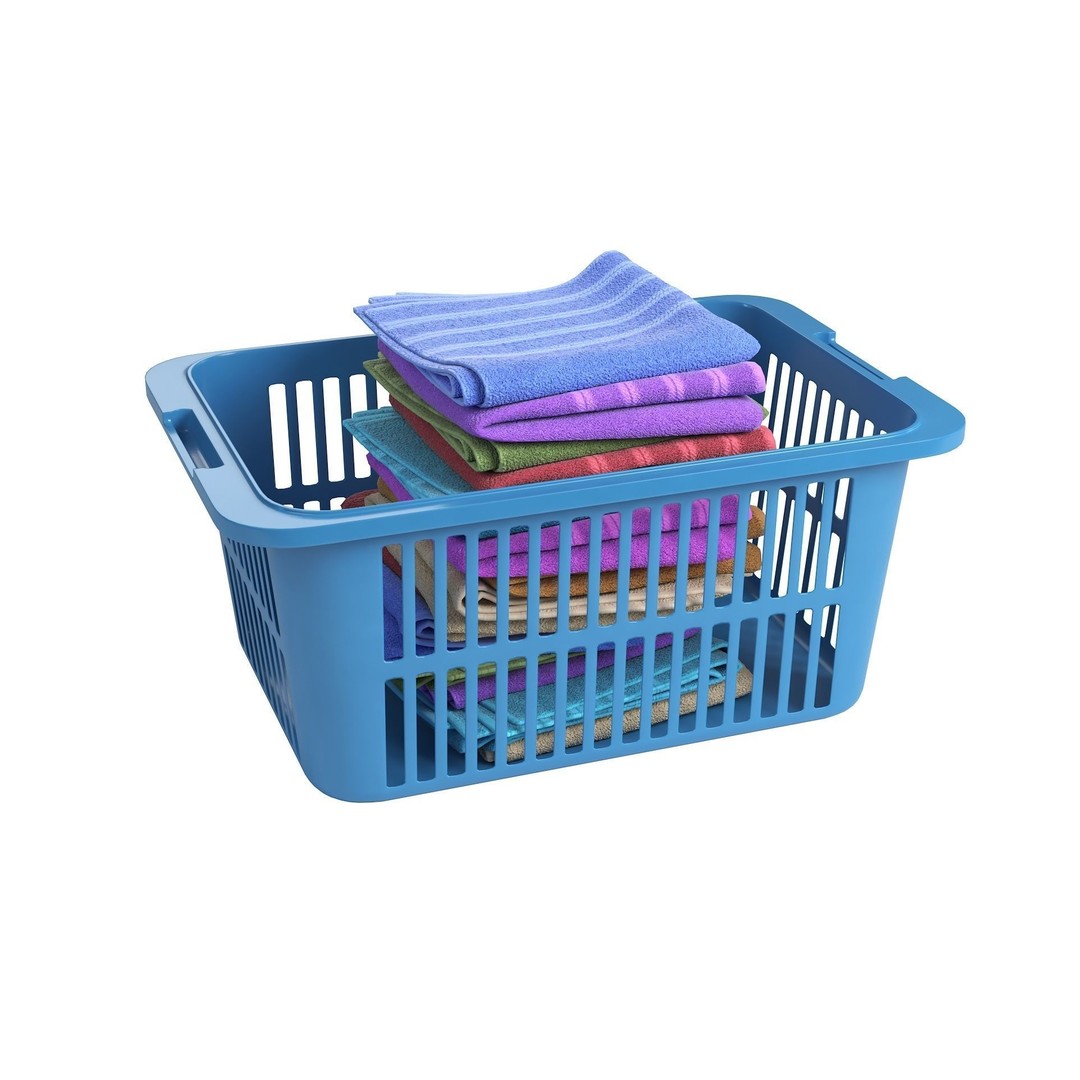 Basket Towels 3D Model – Low Poly Realistic Interior Asset, FBX - View 4