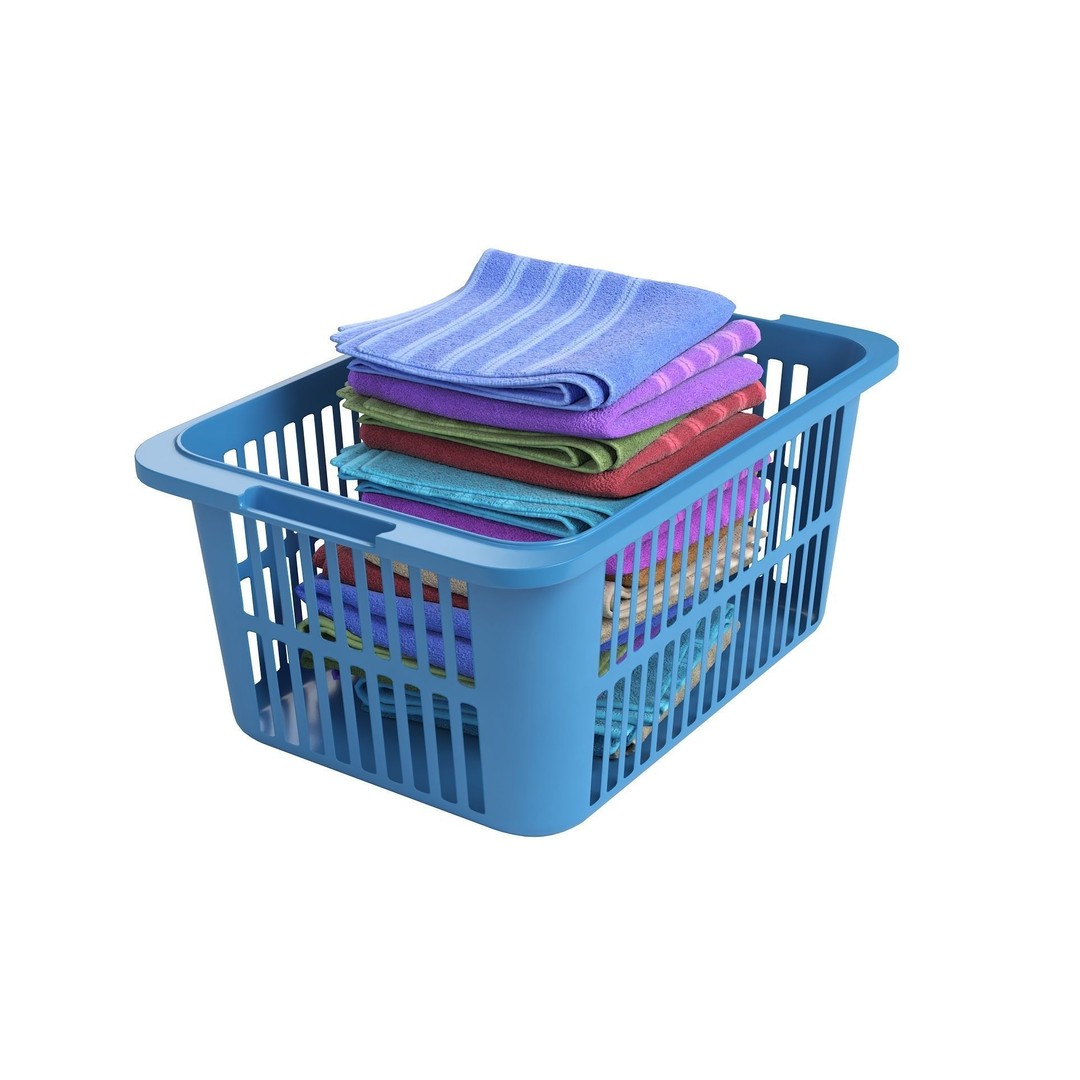 Basket Towels 3D Model – Low Poly Realistic Interior Asset, FBX - View 5