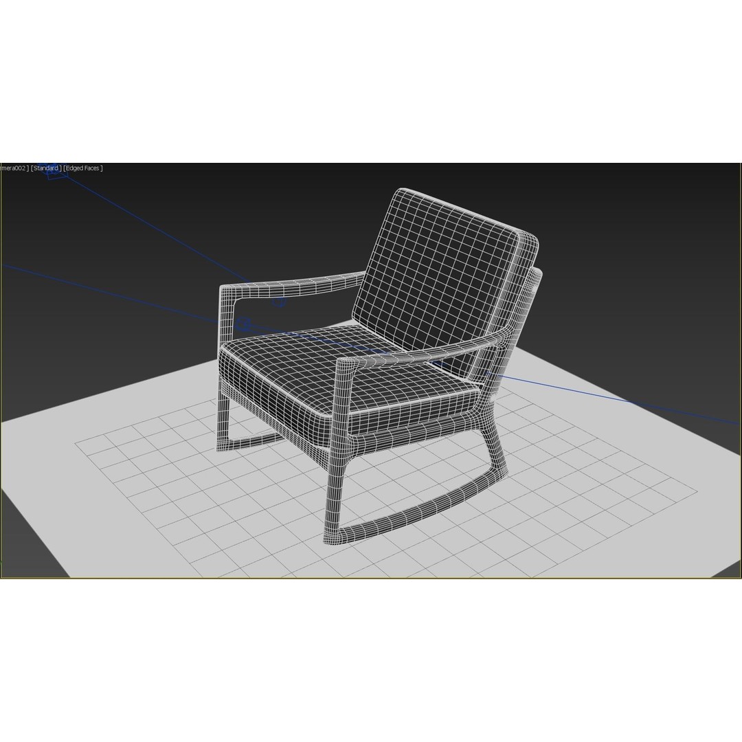 Danish Modern Teak Rocker 3D Model – Low Poly PBR Furniture, FBX - View 10