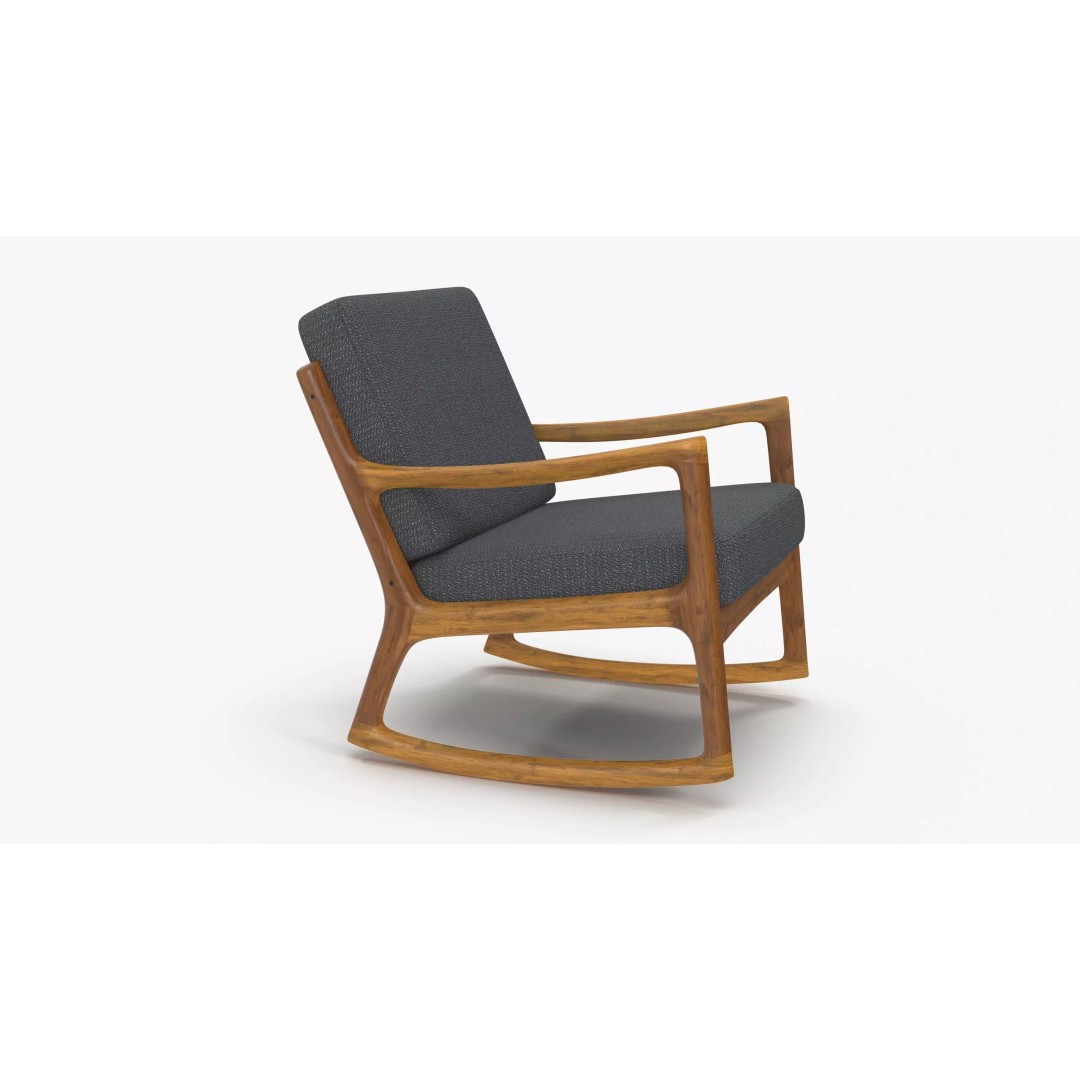 Danish Modern Teak Rocker 3D Model – Low Poly PBR Furniture, FBX - View 2