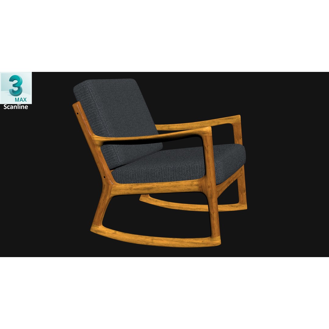Danish Modern Teak Rocker 3D Model – Low Poly PBR Furniture, FBX - View 25