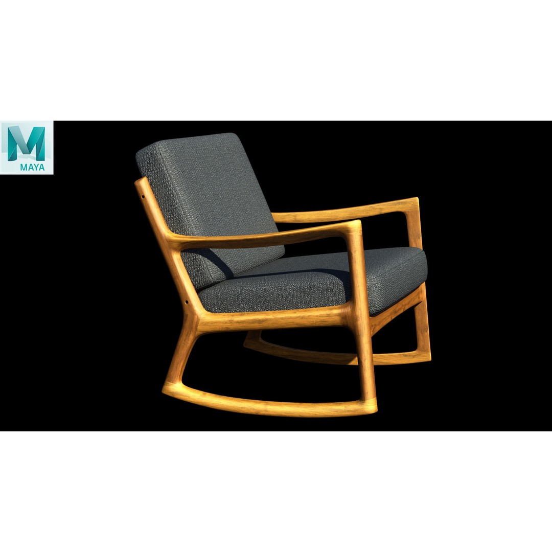 Danish Modern Teak Rocker 3D Model – Low Poly PBR Furniture, FBX - View 27