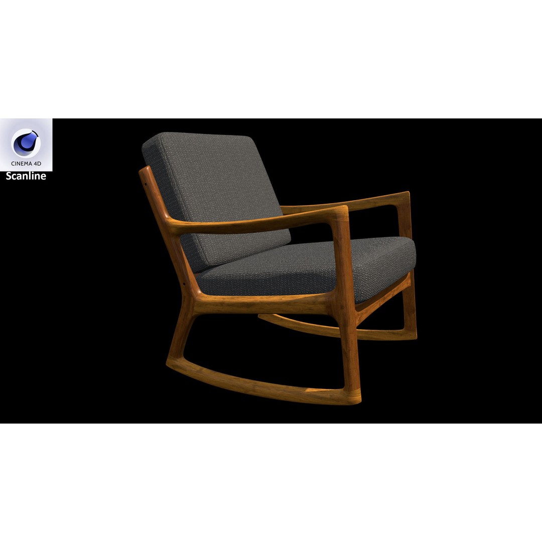 Danish Modern Teak Rocker 3D Model – Low Poly PBR Furniture, FBX - View 29