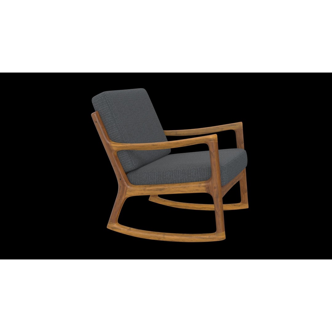 Danish Modern Teak Rocker 3D Model – Low Poly PBR Furniture, FBX - View 3