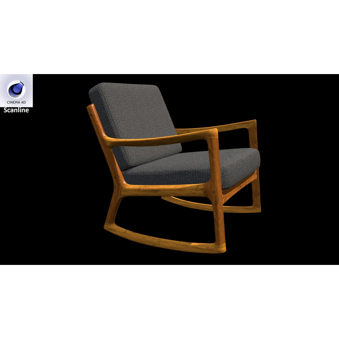 Danish Modern Teak Rocker 3D Model – Low Poly PBR Furniture, FBX - View 30