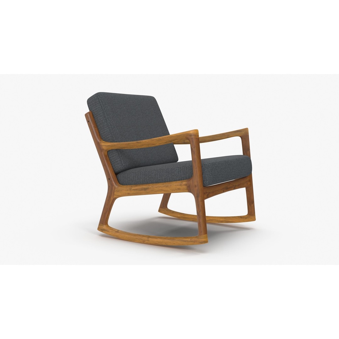 Danish Modern Teak Rocker 3D Model – Low Poly PBR Furniture, FBX - View 5