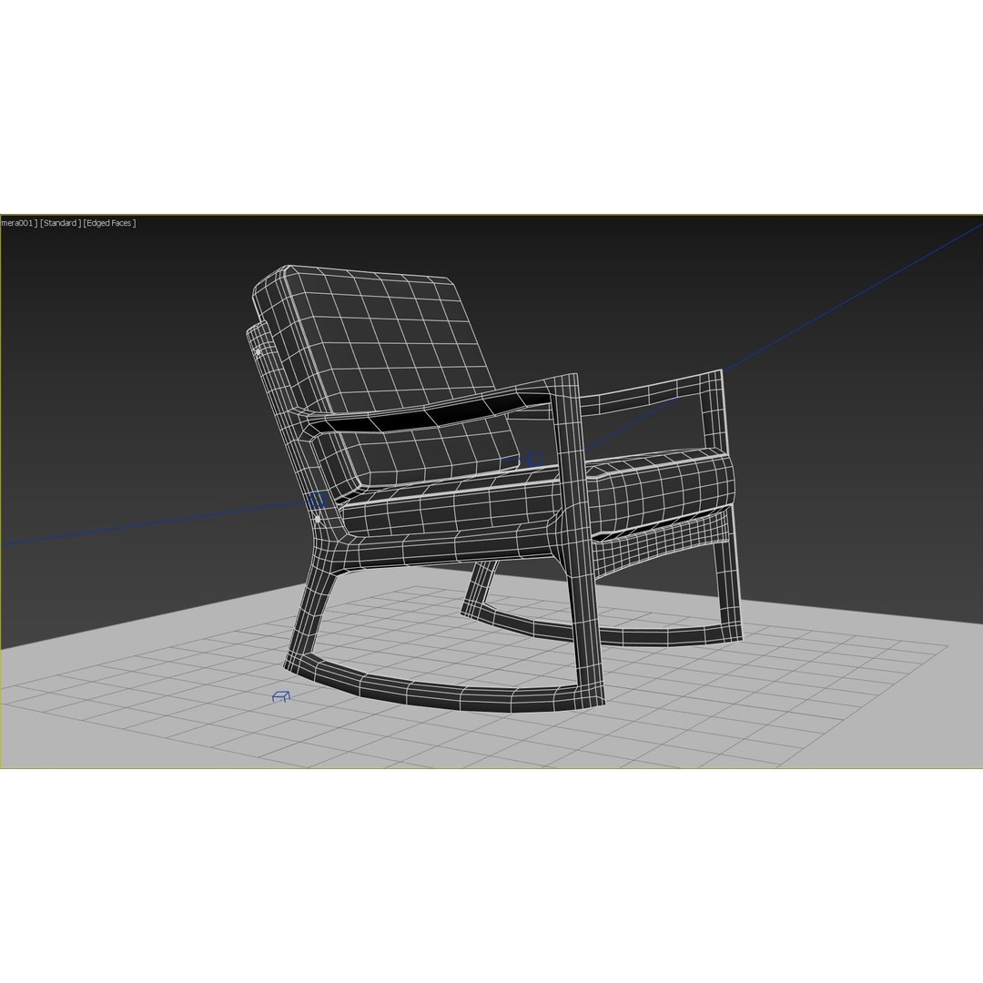 Danish Modern Teak Rocker 3D Model – Low Poly PBR Furniture, FBX - View 6