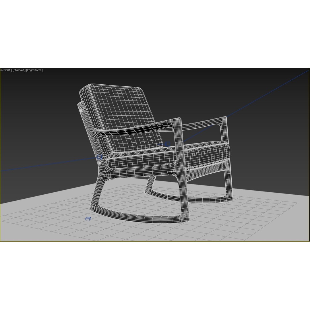 Danish Modern Teak Rocker 3D Model – Low Poly PBR Furniture, FBX - View 7