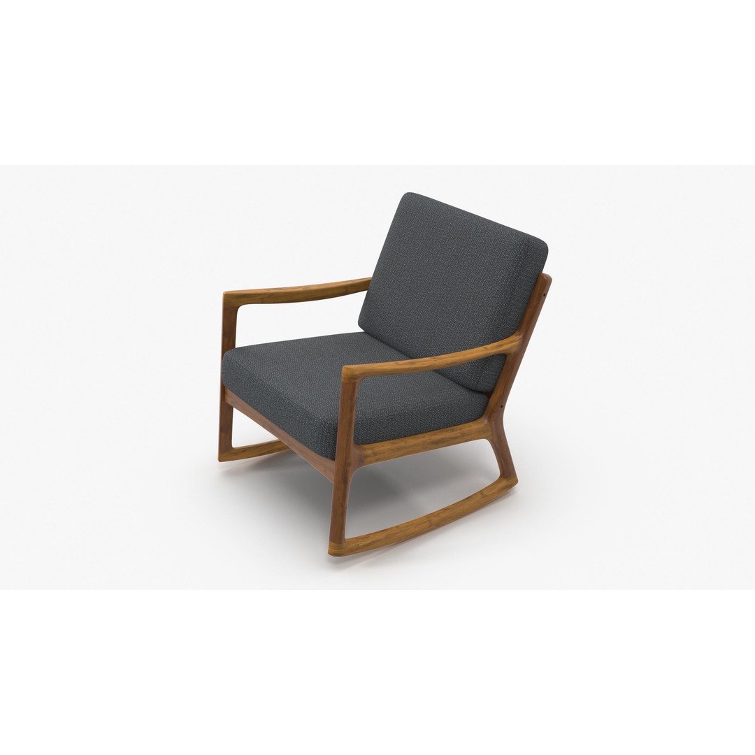 Danish Modern Teak Rocker 3D Model – Low Poly PBR Furniture, FBX - View 8