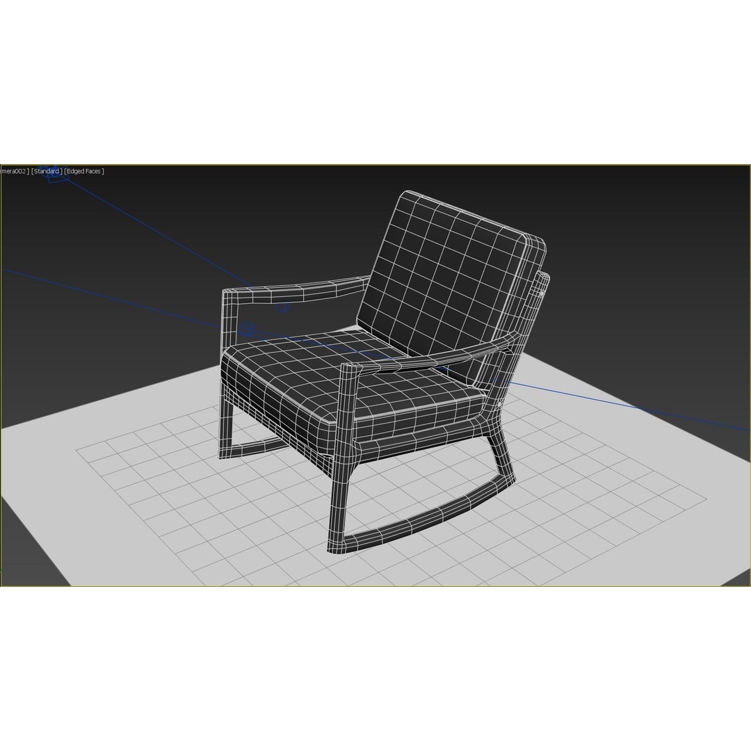 Danish Modern Teak Rocker 3D Model – Low Poly PBR Furniture, FBX - View 9