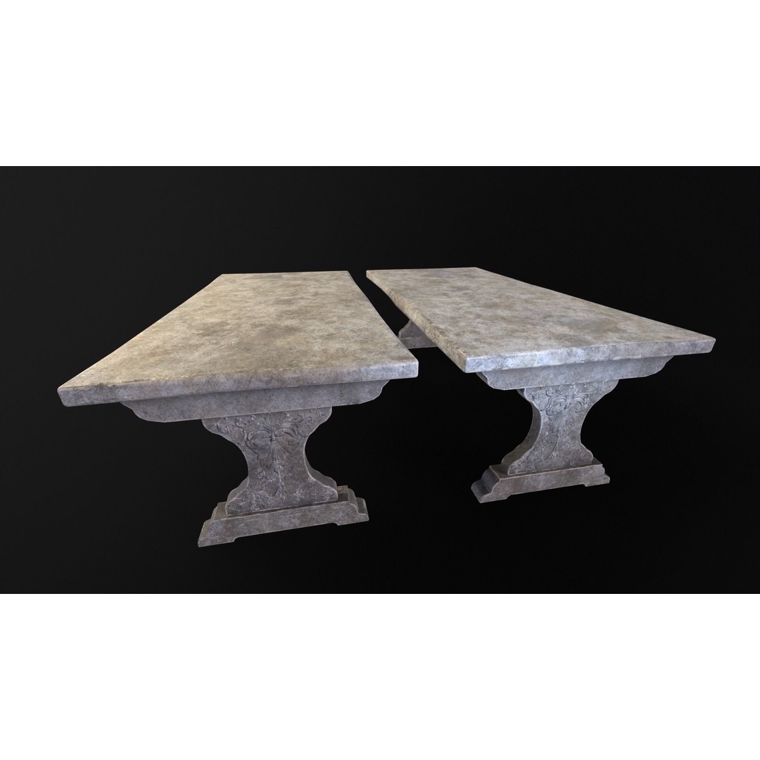 Garden Table 3D Model – Low Poly PBR Asset, FBX, OBJ, DAE - View 13