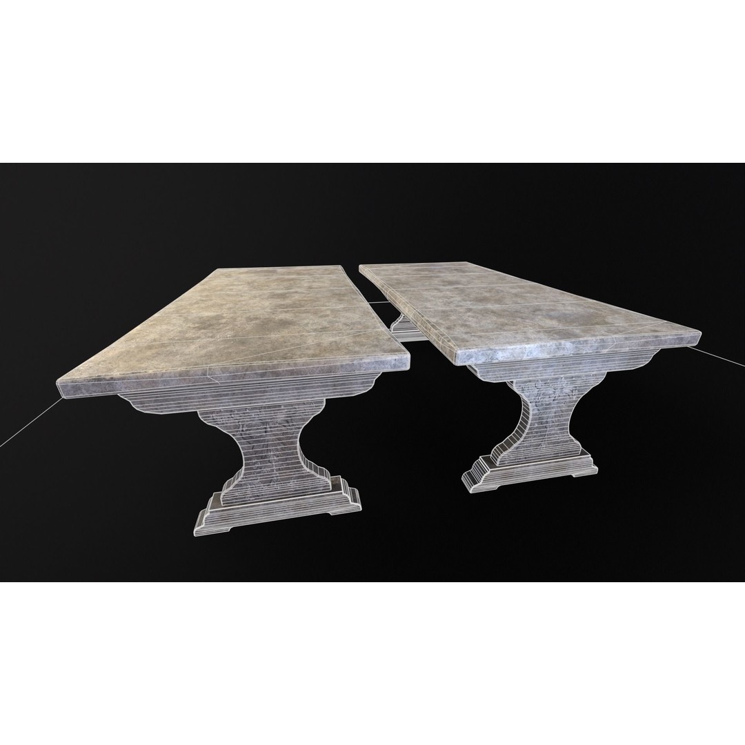 Garden Table 3D Model – Low Poly PBR Asset, FBX, OBJ, DAE - View 14