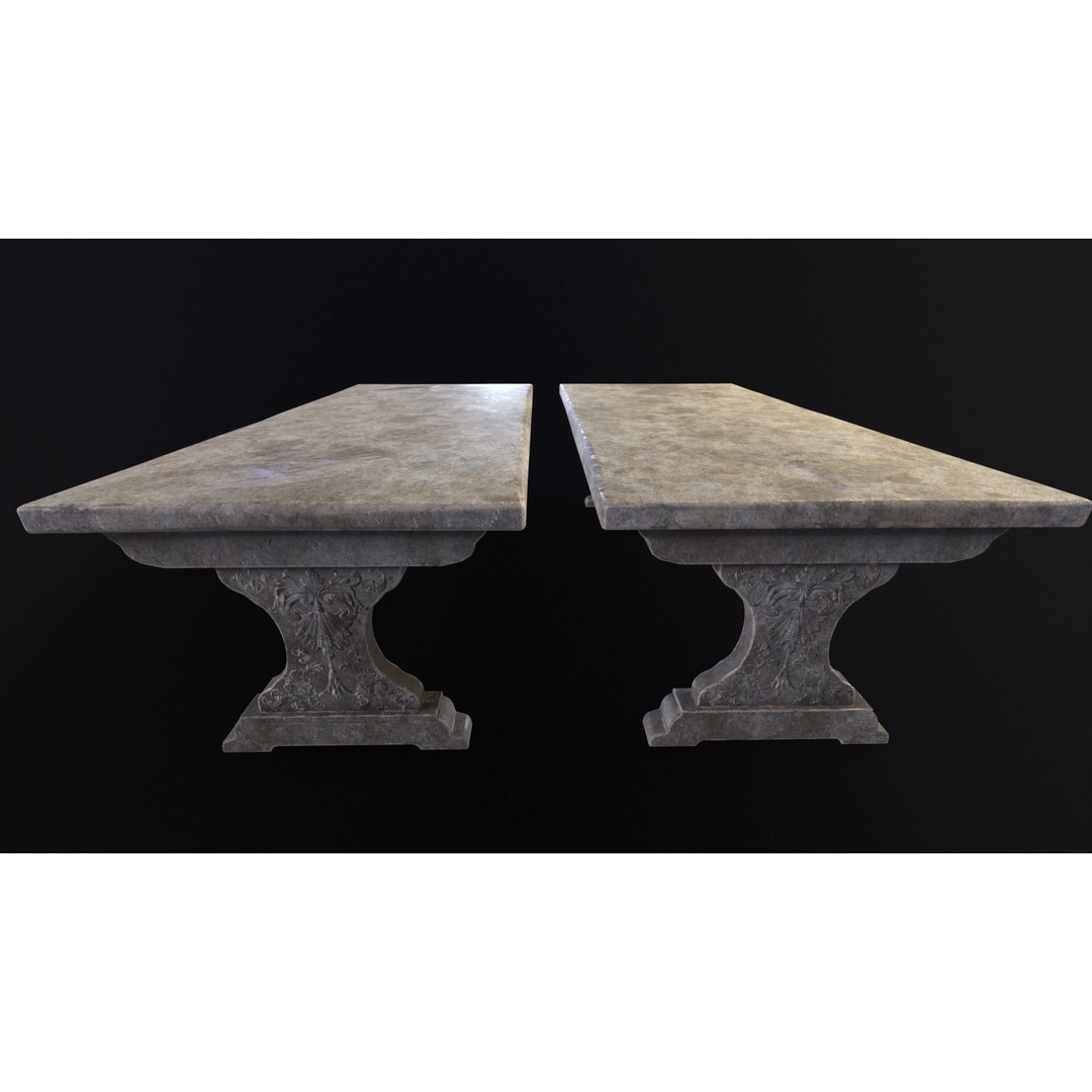 Garden Table 3D Model – Low Poly PBR Asset, FBX, OBJ, DAE - View 15