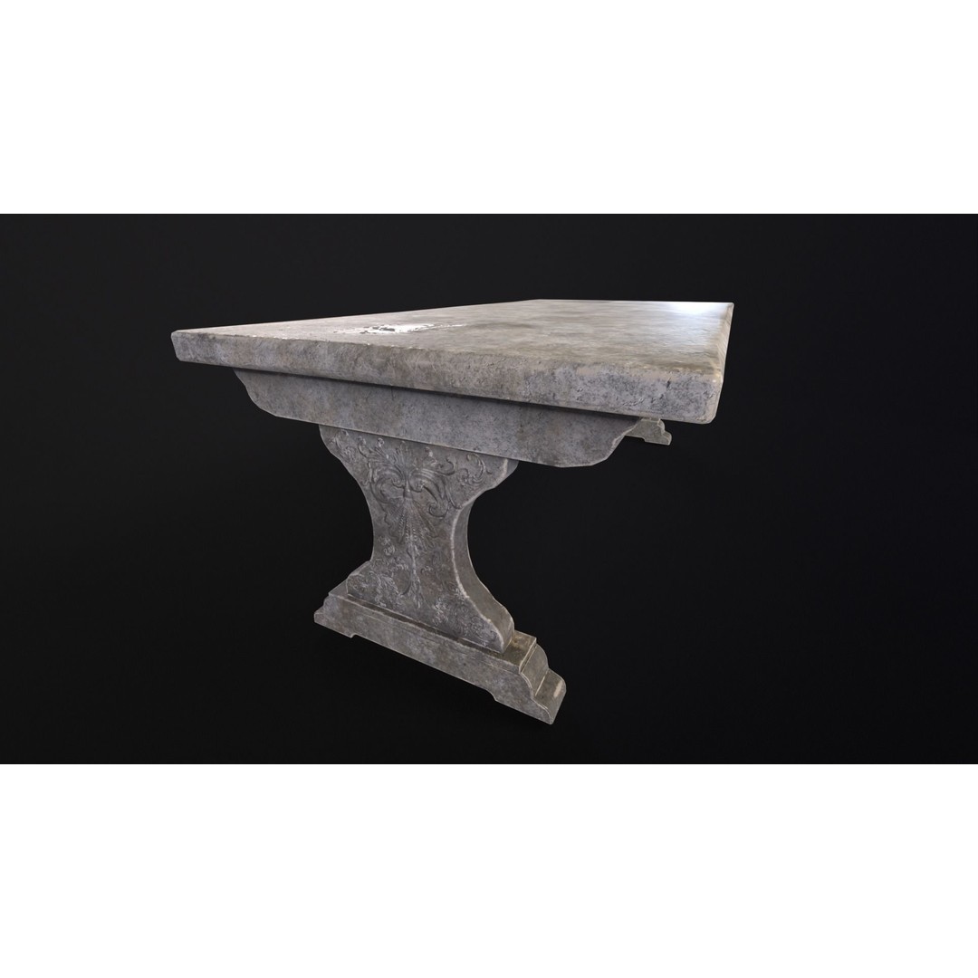 Garden Table 3D Model – Low Poly PBR Asset, FBX, OBJ, DAE - View 3