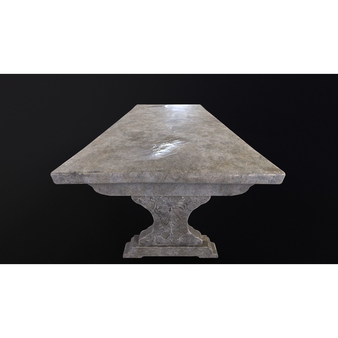Garden Table 3D Model – Low Poly PBR Asset, FBX, OBJ, DAE - View 7