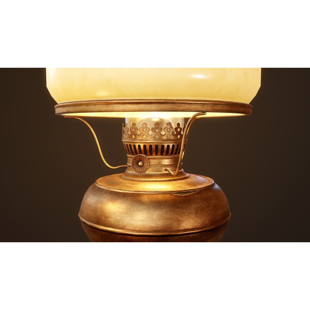 Oil Lamp 3D Model – Low Poly PBR Game Asset, FBX, OBJ