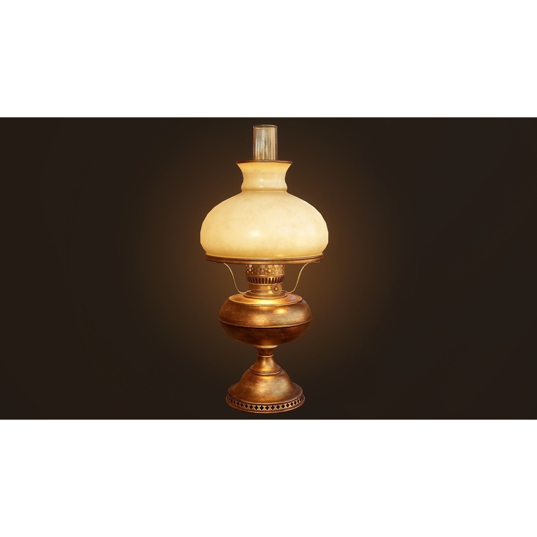 Oil Lamp 3D Model – Low Poly PBR Game Asset, FBX, OBJ - View 10