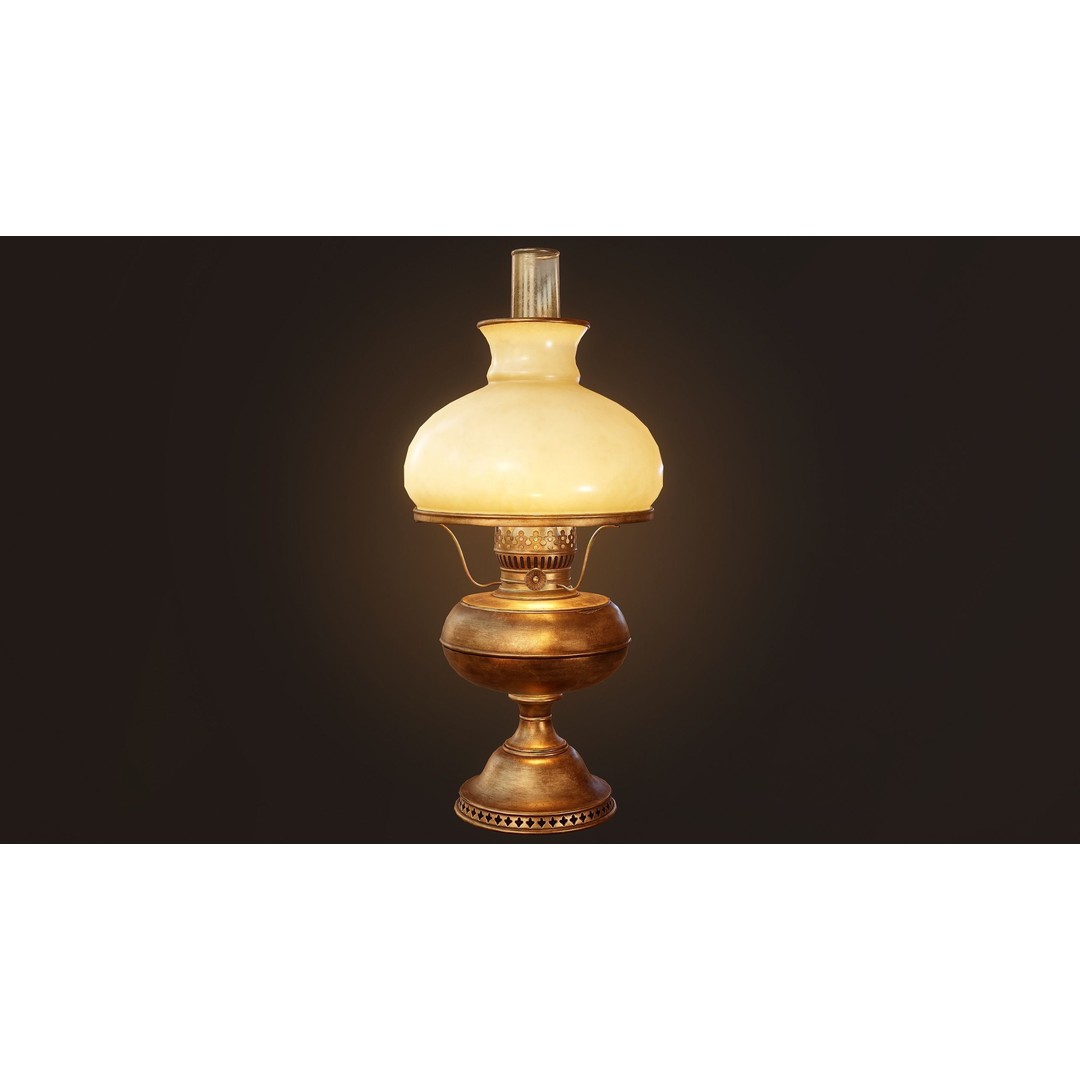 Oil Lamp 3D Model – Low Poly PBR Game Asset, FBX, OBJ - View 11