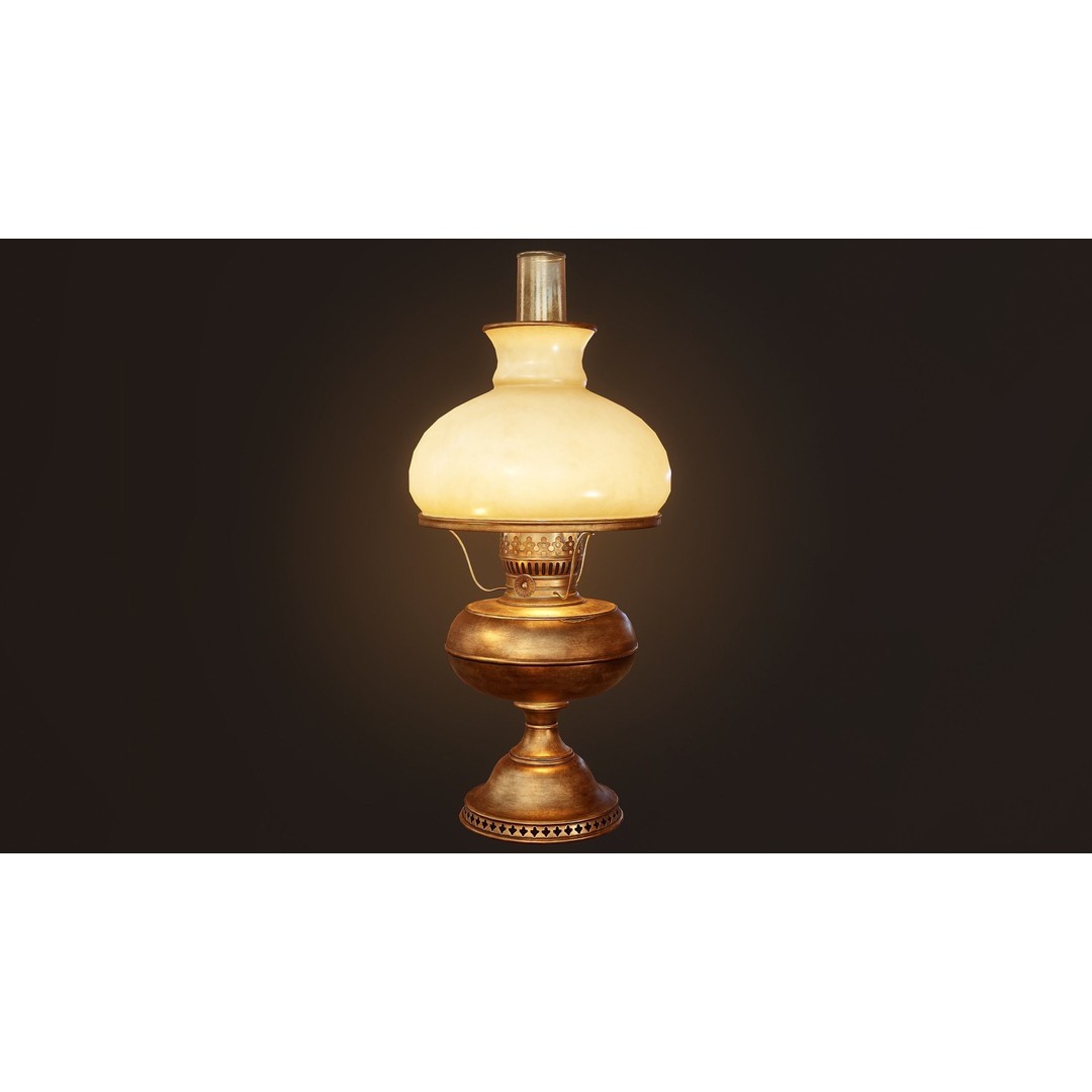 Oil Lamp 3D Model – Low Poly PBR Game Asset, FBX, OBJ - View 12