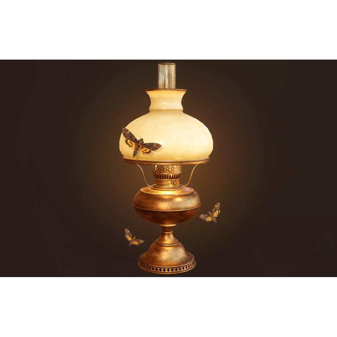 Oil Lamp 3D Model – Low Poly PBR Game Asset, FBX, OBJ - View 2