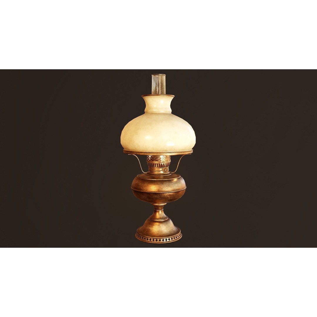 Oil Lamp 3D Model – Low Poly PBR Game Asset, FBX, OBJ - View 5