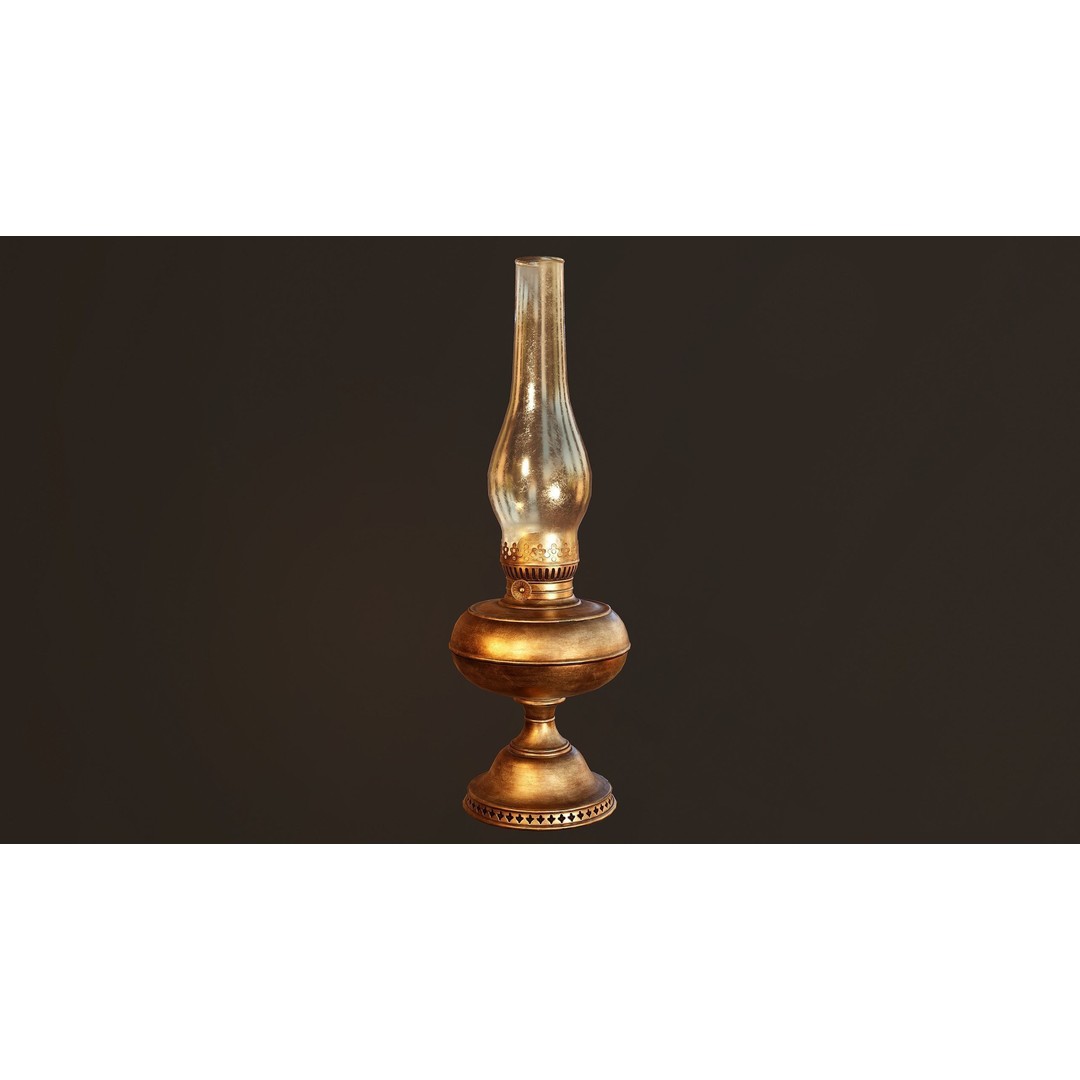 Oil Lamp 3D Model – Low Poly PBR Game Asset, FBX, OBJ - View 6