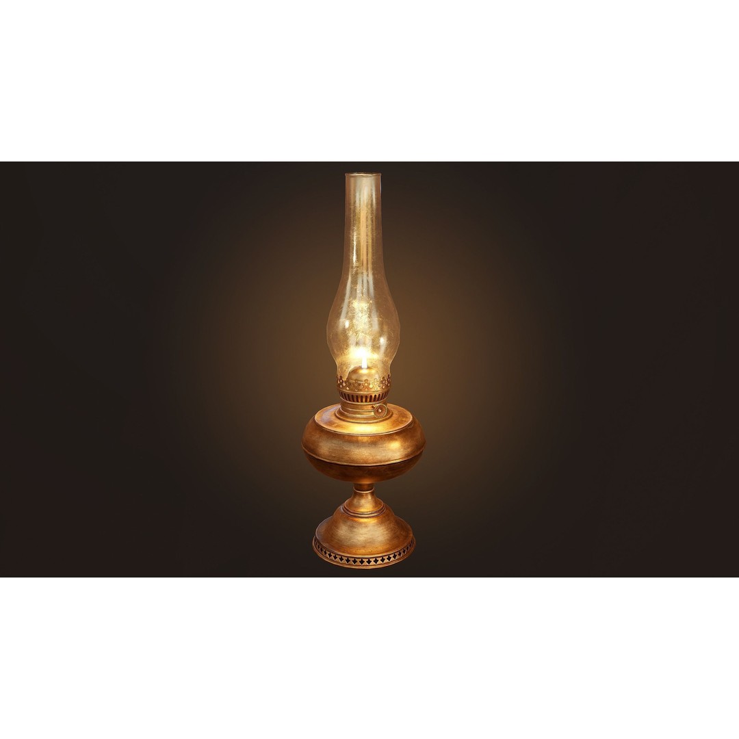 Oil Lamp 3D Model – Low Poly PBR Game Asset, FBX, OBJ - View 8