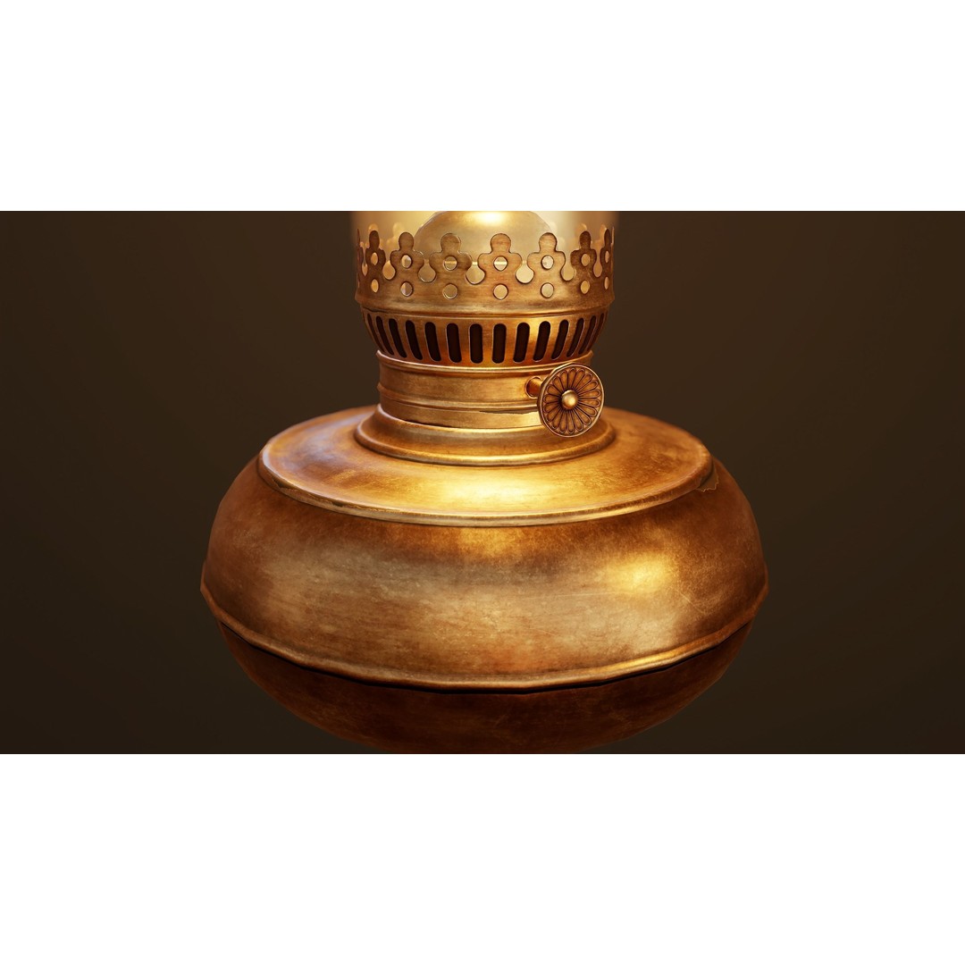 Oil Lamp 3D Model – Low Poly PBR Game Asset, FBX, OBJ - View 9