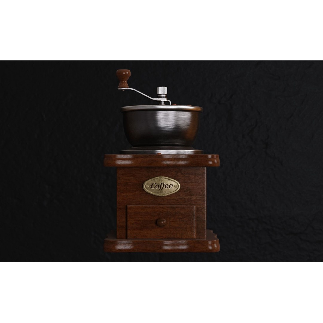 Old Coffee Grinder 3D Model – Vintage Kitchen Asset, PBR Textures - View 3