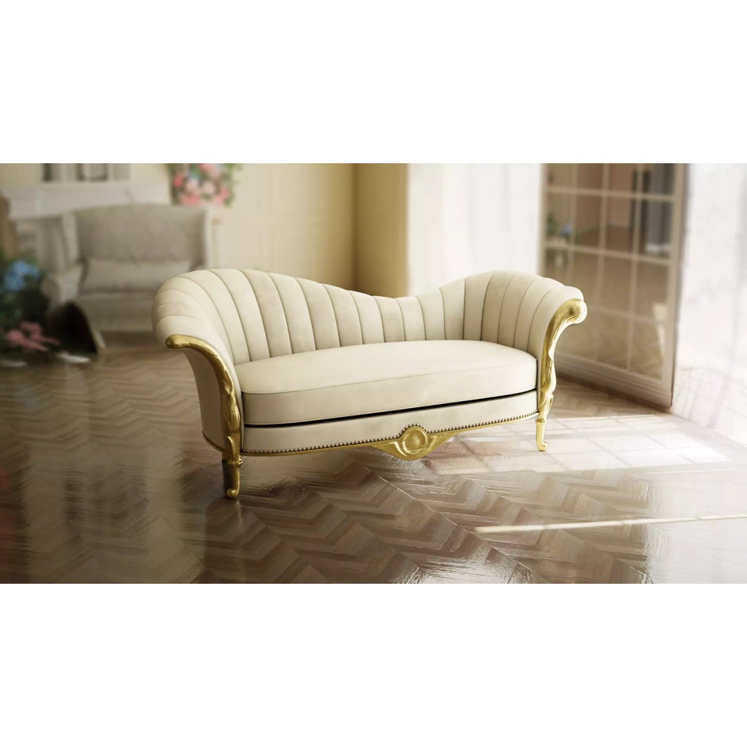 Chaise Lounge Sofa 3D Model – Low Poly PBR Furniture Asset, FBX - View 2
