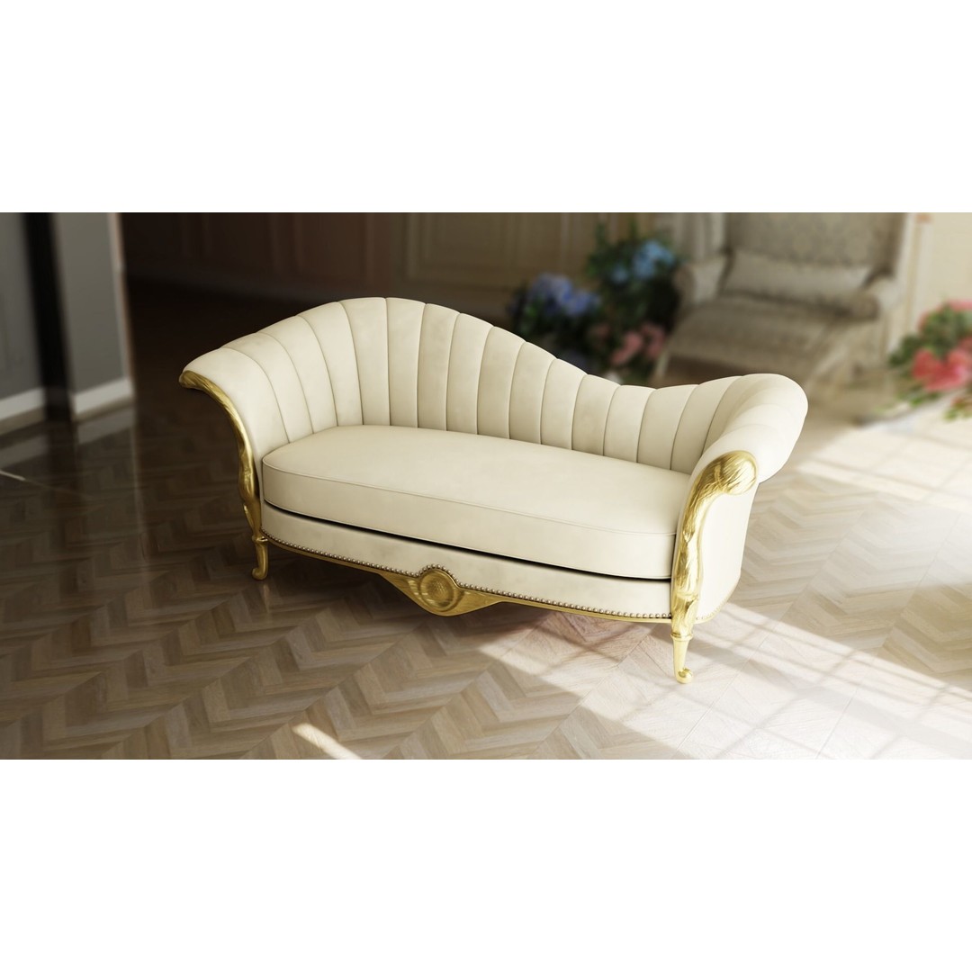 Chaise Lounge Sofa 3D Model – Low Poly PBR Furniture Asset, FBX - View 3