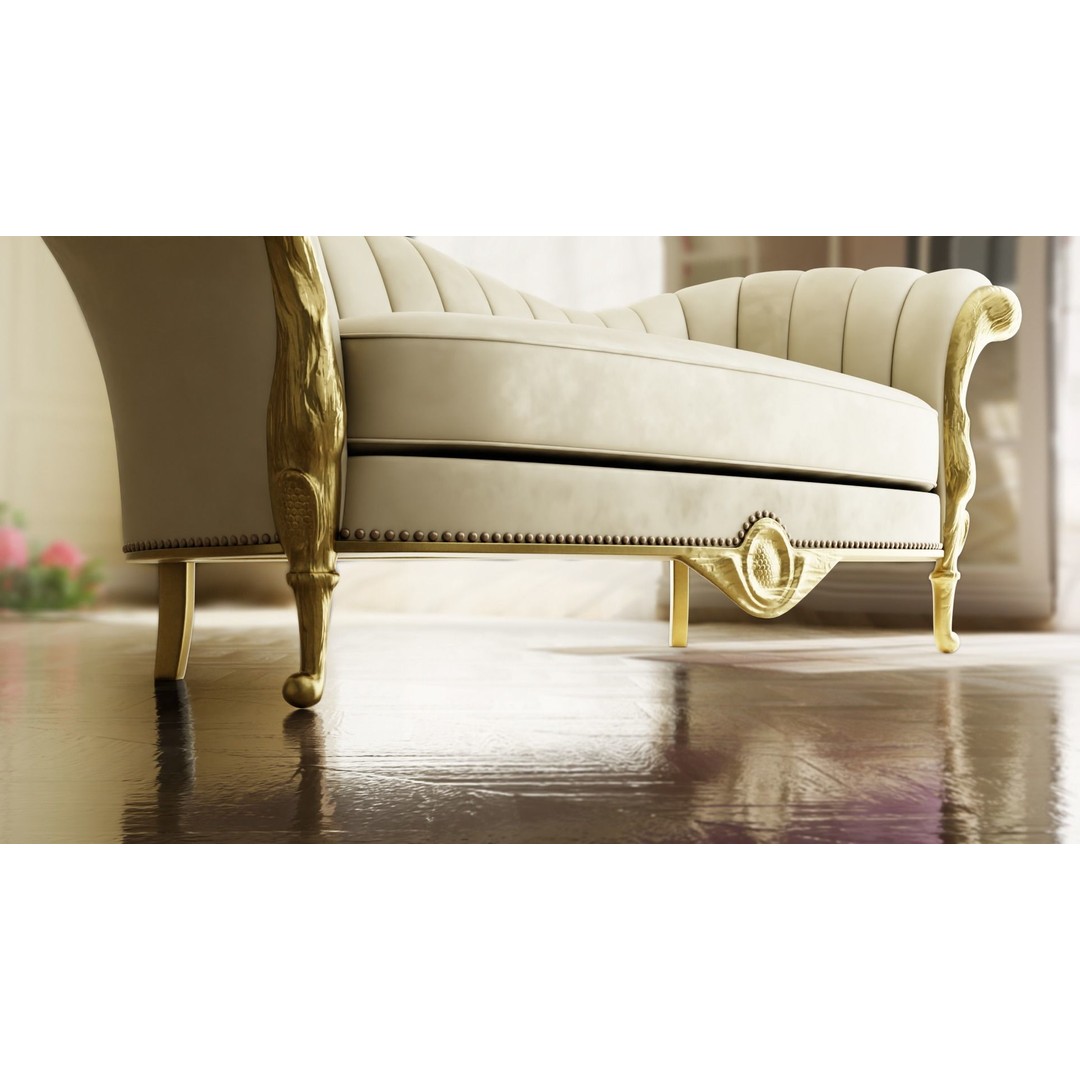 Chaise Lounge Sofa 3D Model – Low Poly PBR Furniture Asset, FBX - View 6