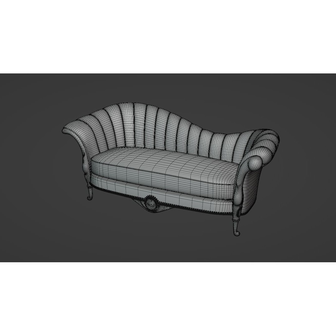 Chaise Lounge Sofa 3D Model – Low Poly PBR Furniture Asset, FBX - View 9