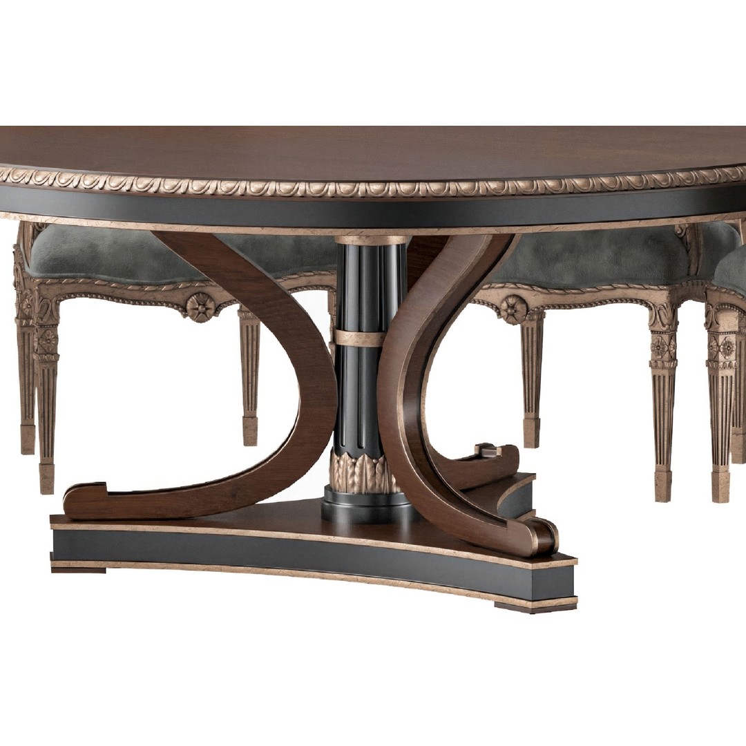 Ebanista Luciani Round Dining Table and Chair 3D Model – Classic Furniture Asset, FBX/OBJ - View 10