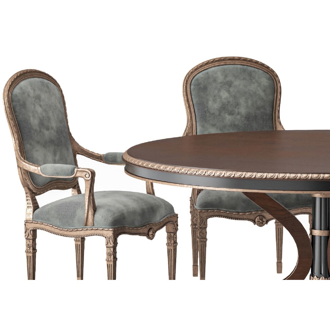 Ebanista Luciani Round Dining Table and Chair 3D Model – Classic Furniture Asset, FBX/OBJ - View 17