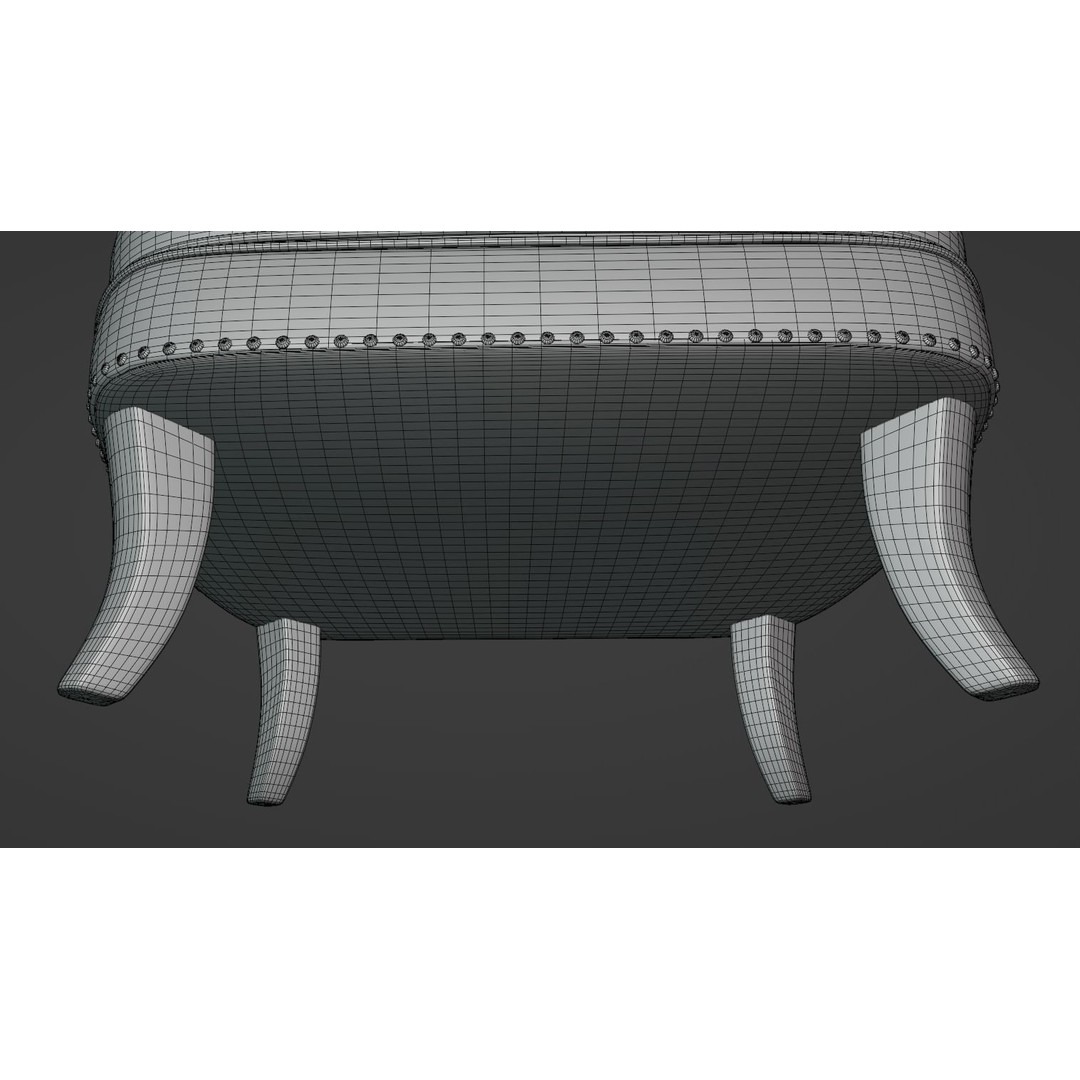 Vintage Chair 3D Model – Sage Green Cotton Upholstery, FBX - View 10