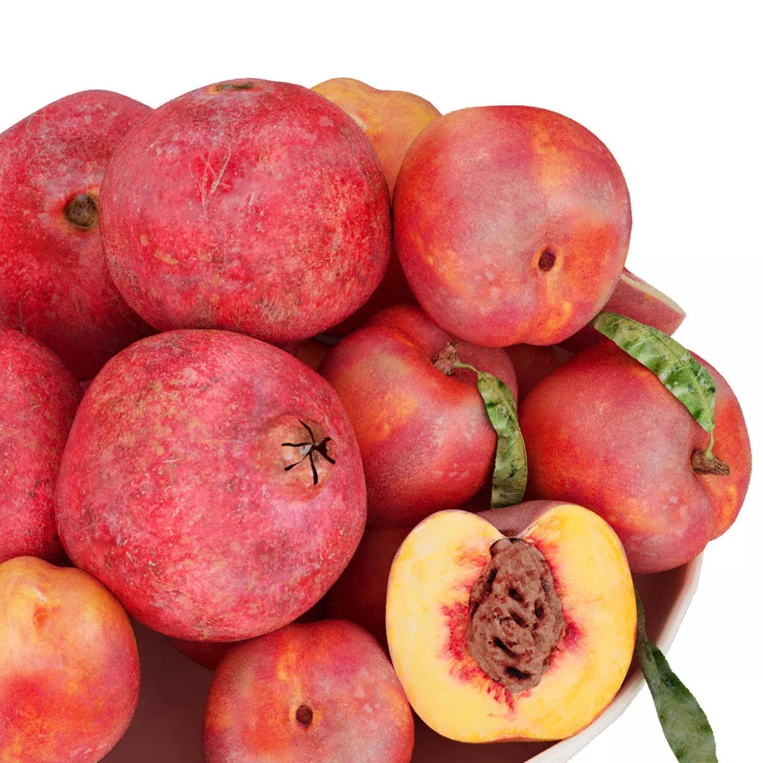 Pomegranate and Peach Fruit 3D Model – Realistic PBR Asset, FBX, OBJ - View 5