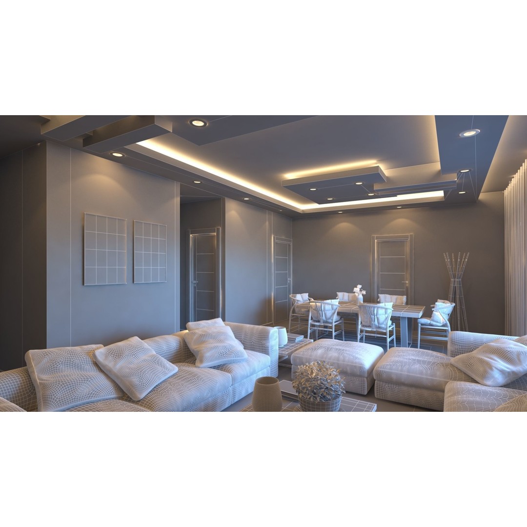 Modern Apartment Interior 3D Model – Low Poly Game Asset, Blender, FBX