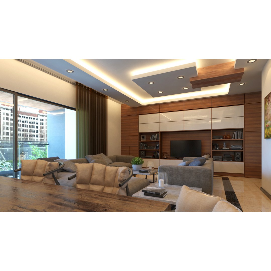 Modern Apartment Interior 3D Model – Low Poly Game Asset, Blender, FBX - View 10